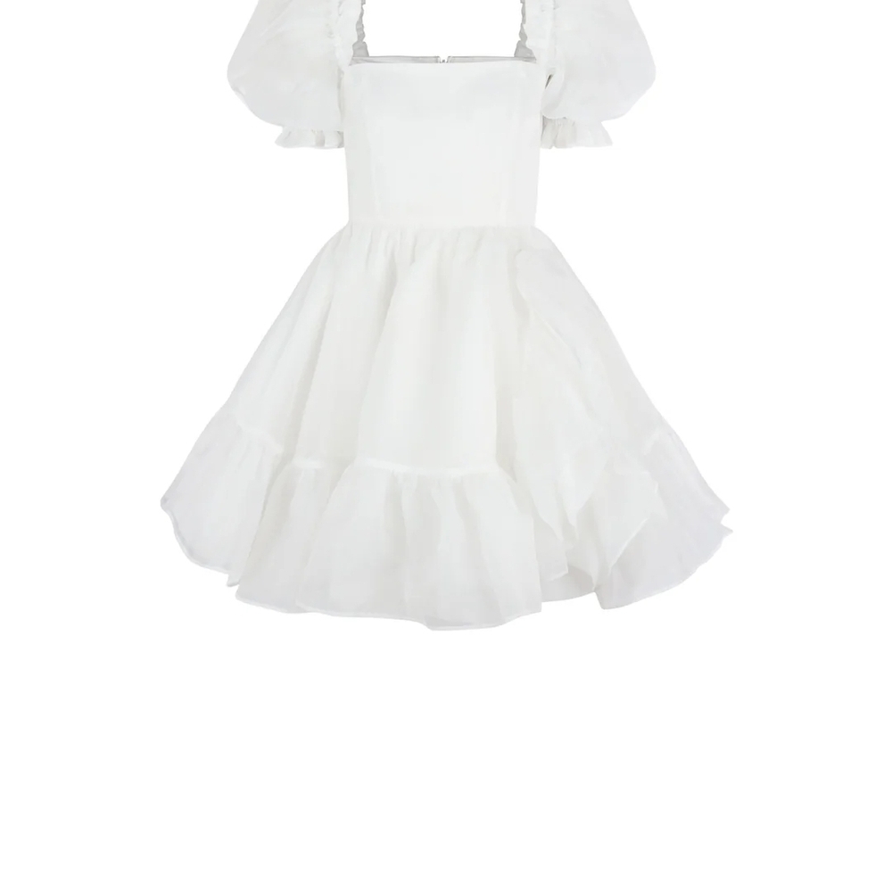 Selkie White Puff Sleeve Mini Dress